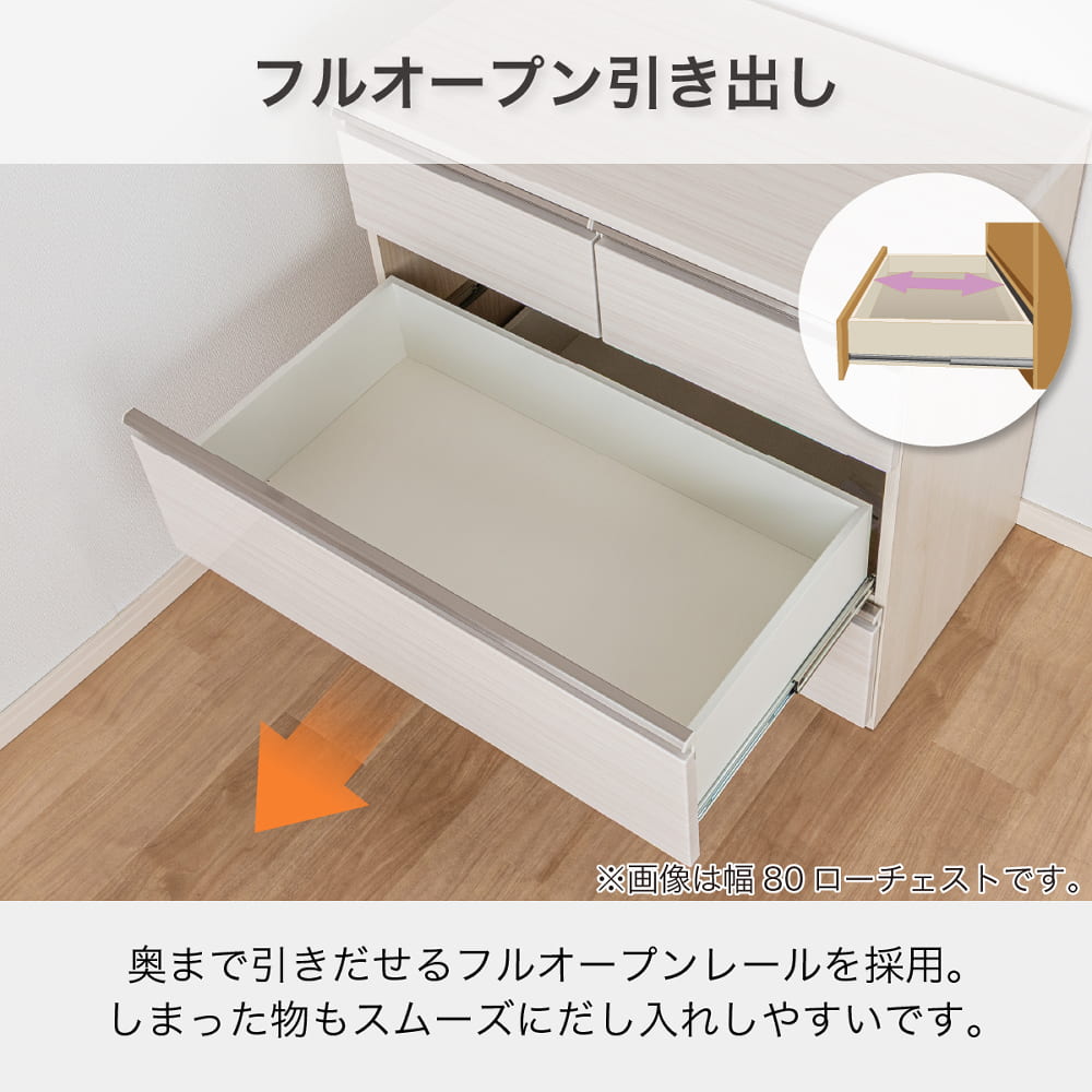 ローチェスト SMケース3 81LC WH［ホームズオリジナル］(ホワイト