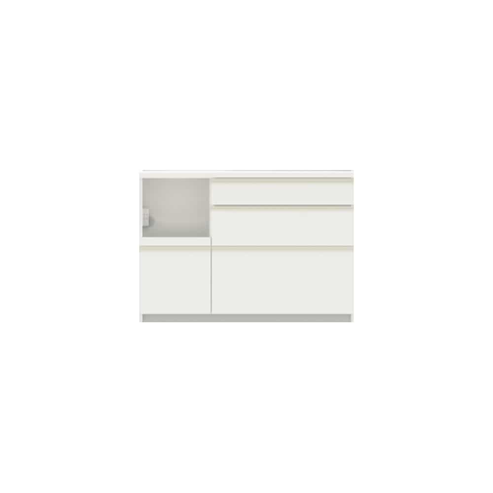 【パモウナ】　カウンター　ＥＭＡ−Ｓ１２００Ｒ下台　Ｗ（パールＷＨ）:選べる３色（セラミカネロ・ウォールナット・パールWH）側板まで美しい仕上げです。