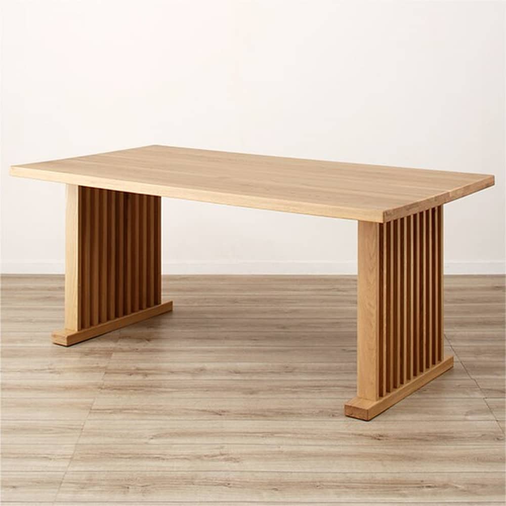 【ニトリ】　ダイニングテーブル　Ｊモード１６５　ＮＡ　ナチュラル:和モダンな縦格子デザインが印象的なダイニングテーブルです。