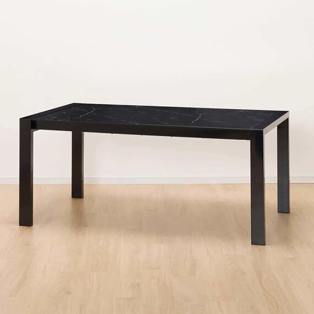 【ニトリ】　伸長式ダイニングテーブル　エスペルト伸長 BK　ブラック:ガラス天板のシャープなデザインのダイニングテーブル。
