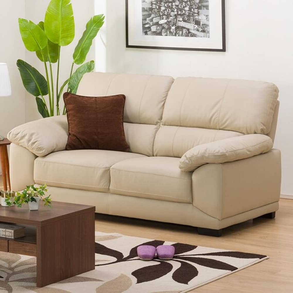 【ニトリ】　２人用ソファ　２Ｐソファ　ウォール３ＫＤ　革Ｃ１ＢＥ　ベージュ:フィット感のある座り心地のソファです
