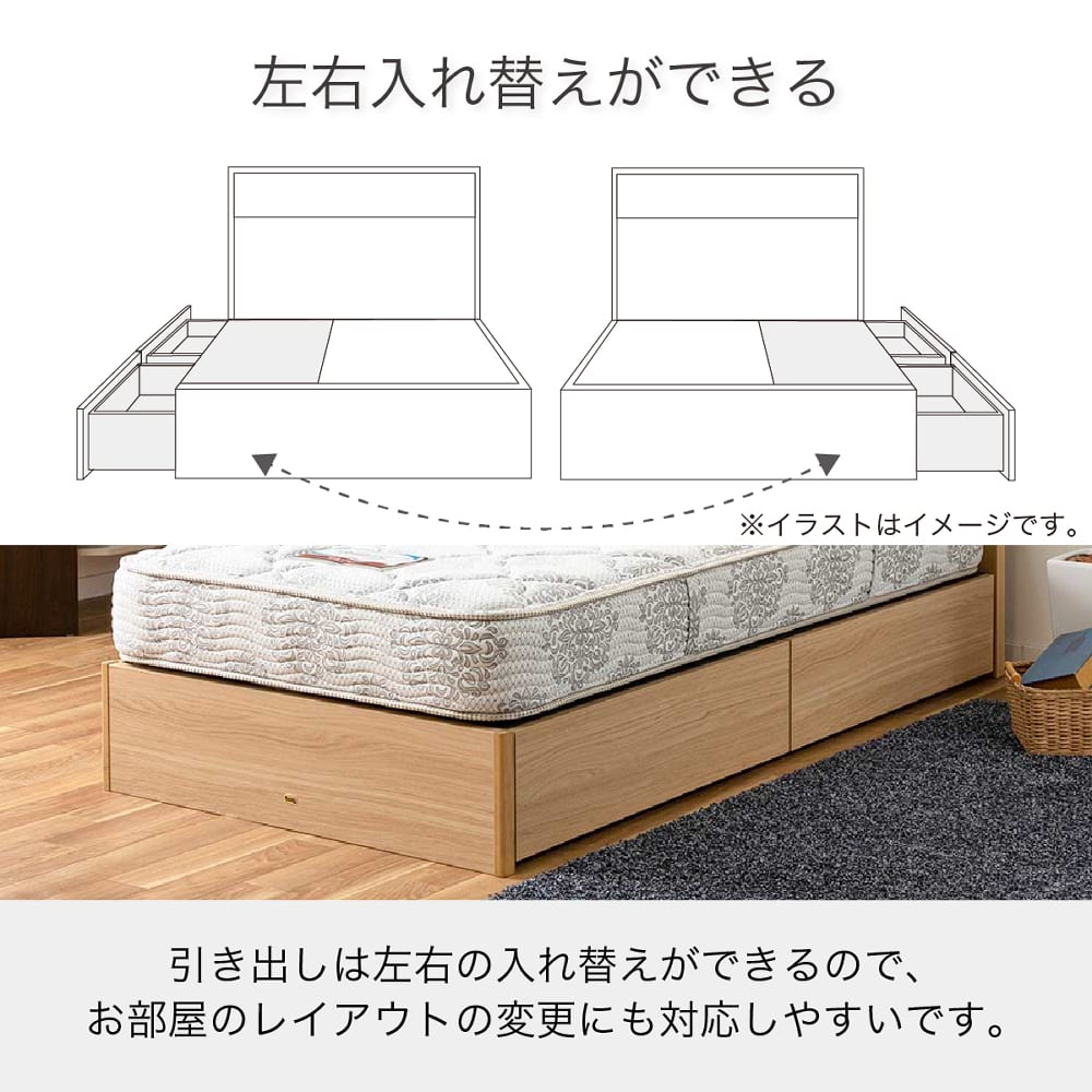 シモンズ］ シエラ フラット シングルベッドフレーム 引き出し