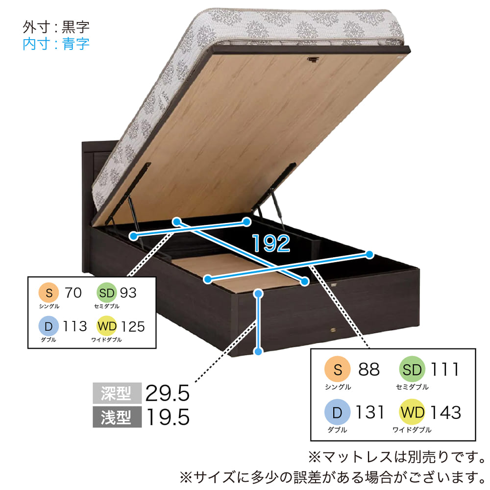 シモンズ］ シエラ フラット ダブルベッドフレーム 深型リフト