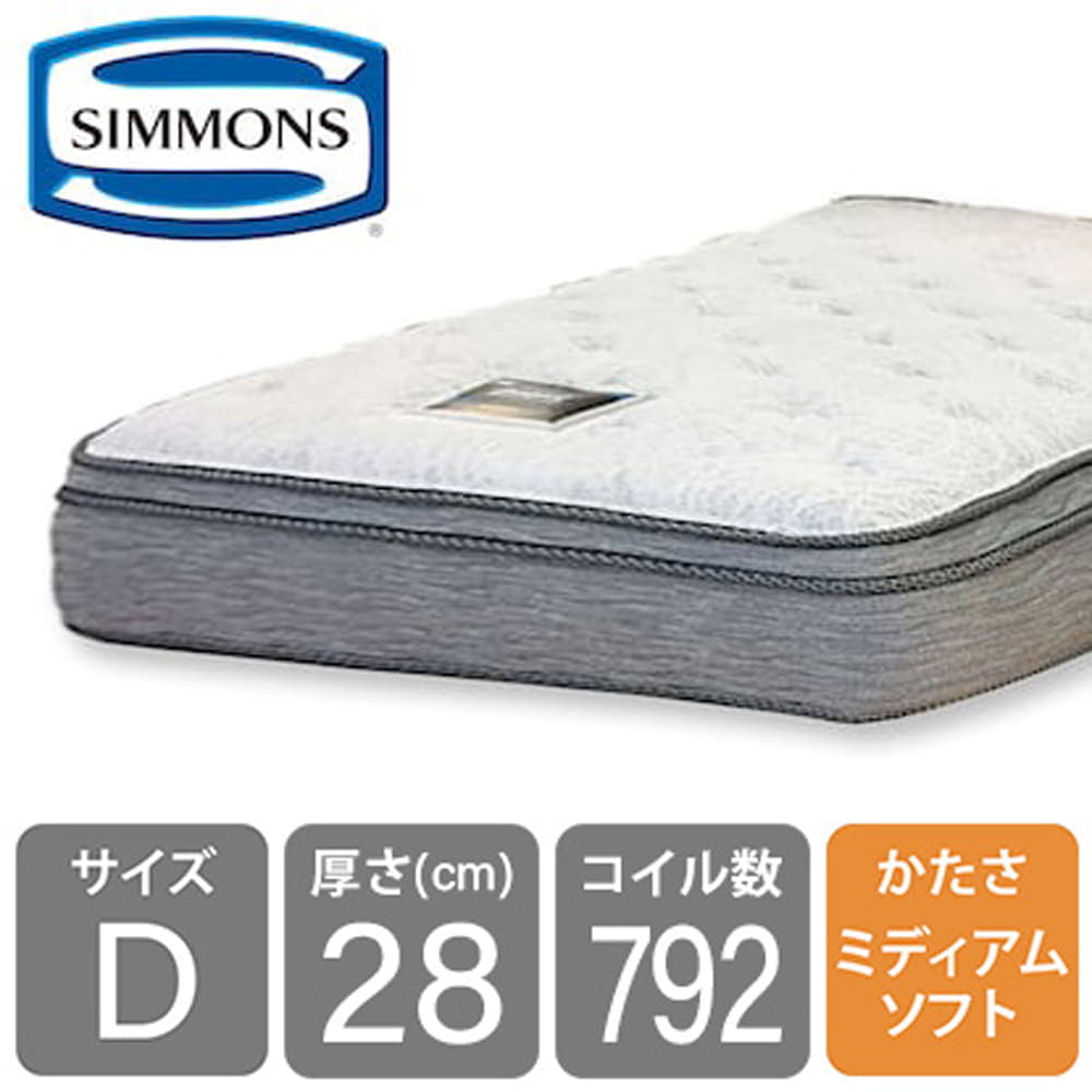 シモンズ6.5インチNFスイートユーロトップAB17S14（ダブルマットレス）:高級ホテルのベッドの寝心地　画像はシングルサイズです