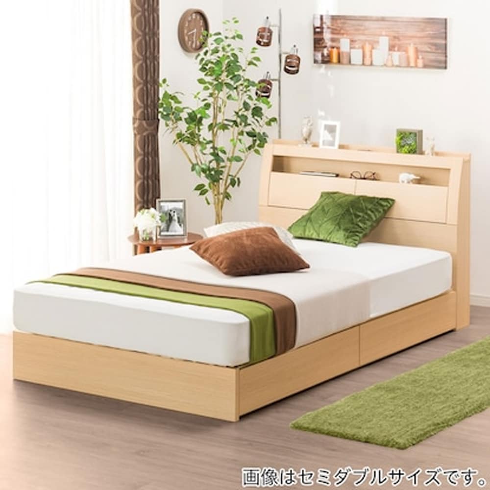 【ニトリ】　シングルベッドフレーム(グラン 引出し付き/NA):やさしい木目調でお部屋にも合わせやすいシンプルデザイン