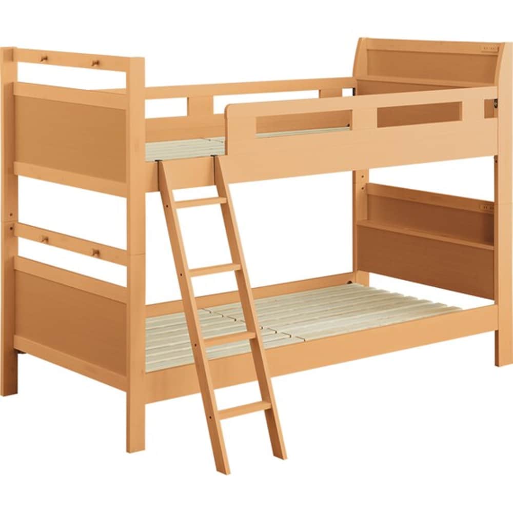 お部屋にあわせやすいシンプルデザインの2段ベッド。