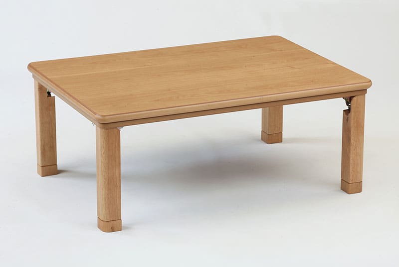 ◆角を無くし、丸みを帯びた優しいデザインのこたつテーブル※画像は幅105cmです