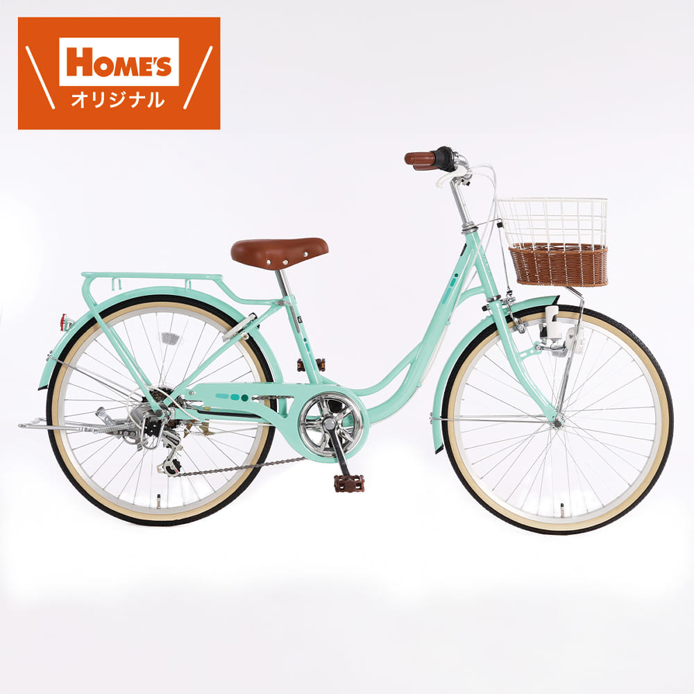 やわらかいカラーとデザインのジュニア用自転車。
