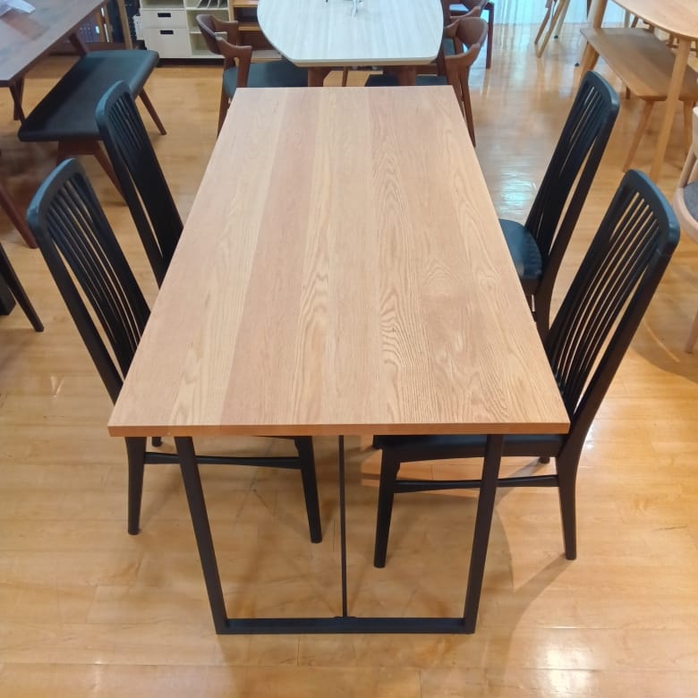 【大和店 関東一部地域限定 展示特価品】 ダイニング5点セット DTパレント W165/170 D70-80角脚A ダイニングチェア W/Oセレクト GB